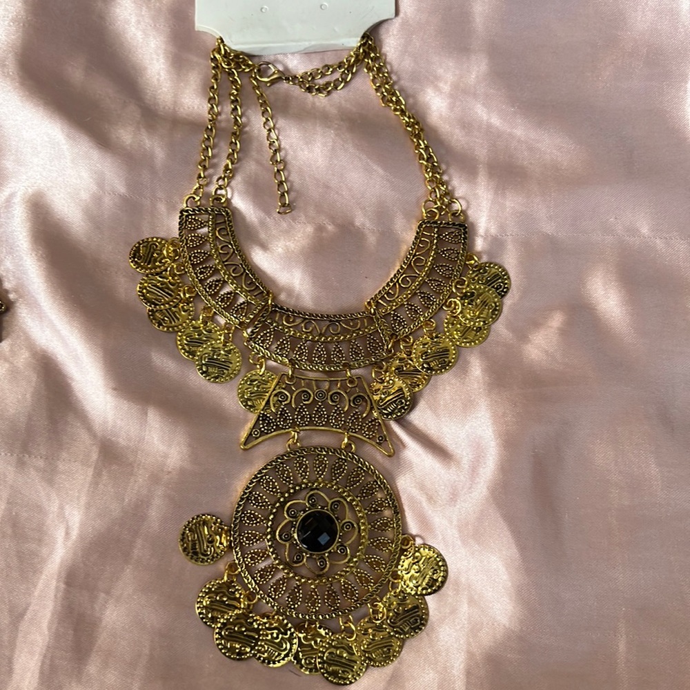 Gold and black necklace